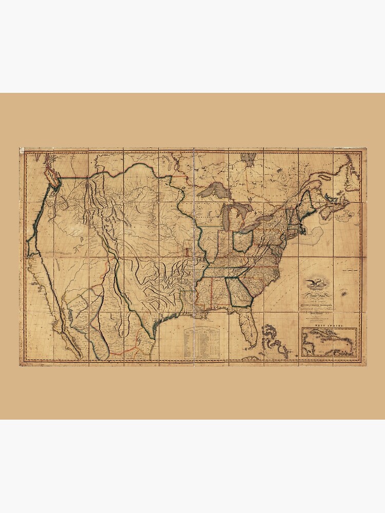 Map Of The United States By John Melish 1818 3rd State Tapestry For Sale By Allhistory 2842