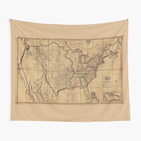 "Map of the United States by John Melish (1818) 3rd State" Tapestry for 