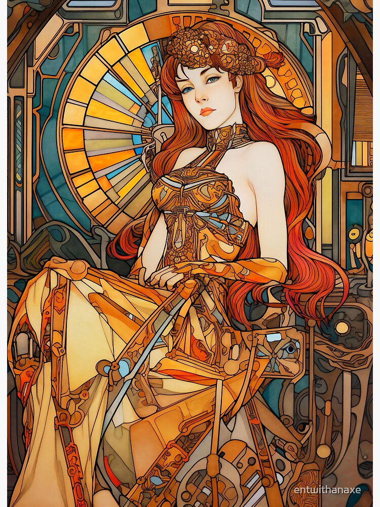 Art Nouveau Stained Glass Steampunk Art Board Print