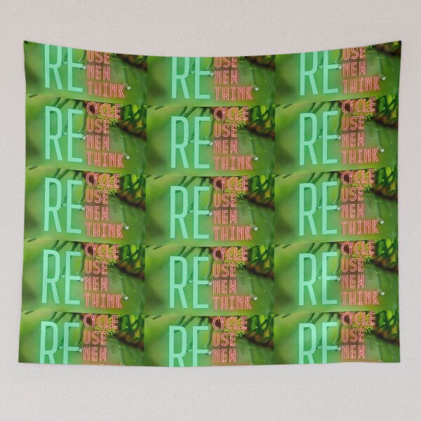 Aperçu de l'œuvre RECYCLER, RÉUTILISER, RENOUVELER, REPENSER, t-shirt, autocollants créée et vendue par CraktmanShop.