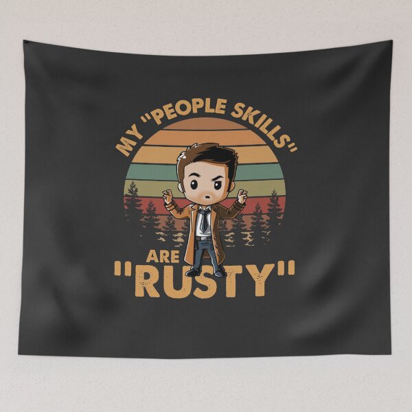 Item preview, Castiel Supernatural My People Skills Are Rusty Cartoon Vintage T-Shirt, Winchesters Shirt, Dean Supernatural Shirt designed and sold by sha12q0alic.