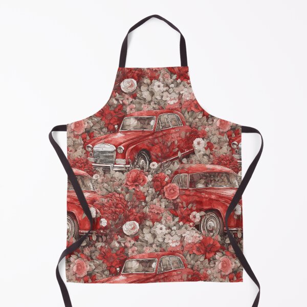 Item preview, Red Vintage Classic Car and Flowers Retro Design Romantic Pattern designed and sold by best-of-panama.