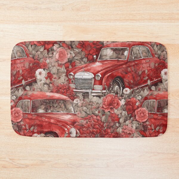 Item preview, Red Vintage Classic Car and Flowers Retro Design Romantic Pattern  designed and sold by best-of-panama.