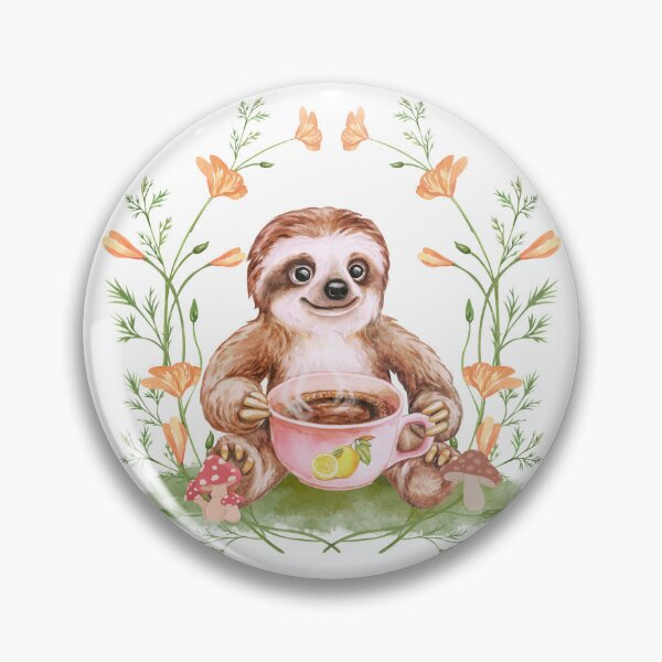 Item preview, Cute Cottagecore Sloth Drinking Tea designed and sold by aliveinmiddle.