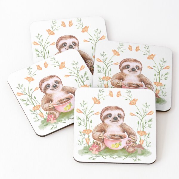 Item preview, Cute Cottagecore Sloth Drinking Tea designed and sold by aliveinmiddle.