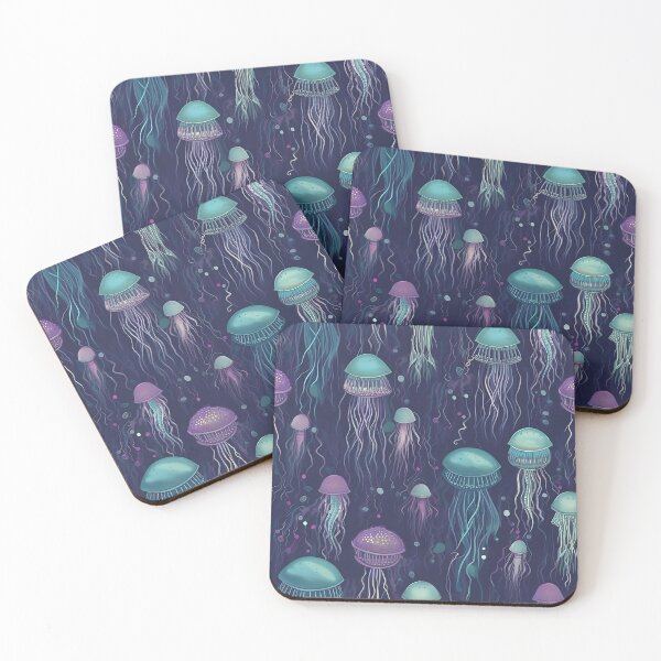 Item preview, Luminescent Jellyfish Duvet Cover - Neon glowing turquoise jellyfish designed and sold by Kentala.