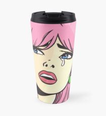 Pink Pop Art Crying Comic Girl Travel Mug