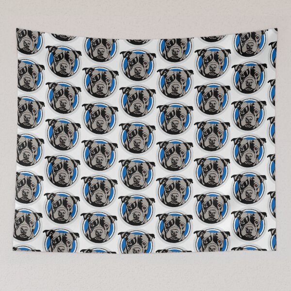 Item preview, Cute Blue Staffordshire Bull Terrier Puppy in a blue circle designed and sold by Bloomin'  Arty Families.