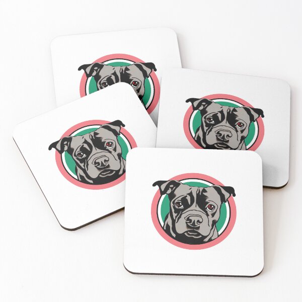 Item preview, Cute Blue Staffordshire Bull Terrier Puppy in a Christmas circle designed and sold by Bloomin'  Arty Families.