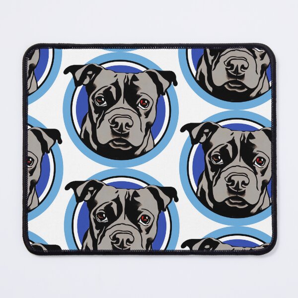 Item preview, Cute Blue Staffordshire Bull Terrier Puppy in a blue circle designed and sold by Bloomin' Arty Families.