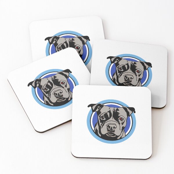 Item preview, Cute Blue Staffordshire Bull Terrier Puppy in a blue circle designed and sold by Bloomin'  Arty Families.