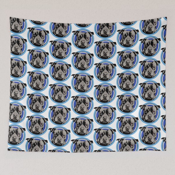 Item preview, Cute Blue Staffordshire Bull Terrier Puppy in a blue circle designed and sold by Bloomin'  Arty Families.