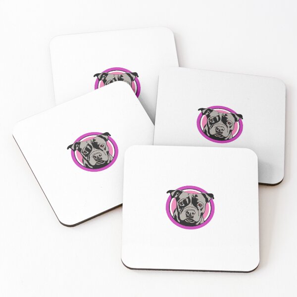 Item preview, Cute Blue Staffordshire Bull Terrier Puppy in a Pink circle designed and sold by Bloomin'  Arty Families.