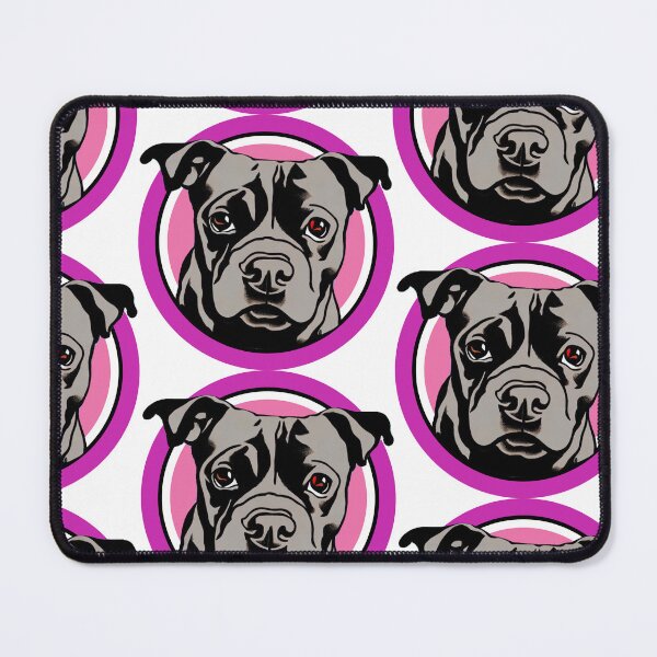 Item preview, Cute Blue Staffordshire Bull Terrier Puppy in a Pink circle designed and sold by Bloomin' Arty Families.