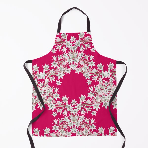 Item preview, Star flowers repeating pattern botanical lacey hand painted trellis on red designed and sold by Leanne  Nowell.