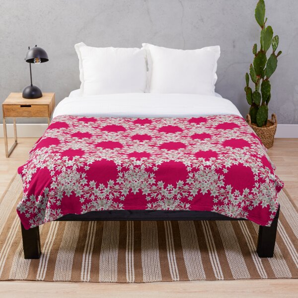 Item preview, Star flowers repeating pattern botanical lacey hand painted trellis on red designed and sold by Leanne  Nowell.