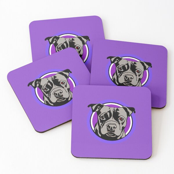 Item preview, Cute Blue Staffordshire Bull Terrier Puppy in a Purple circle designed and sold by Bloomin'  Arty Families.