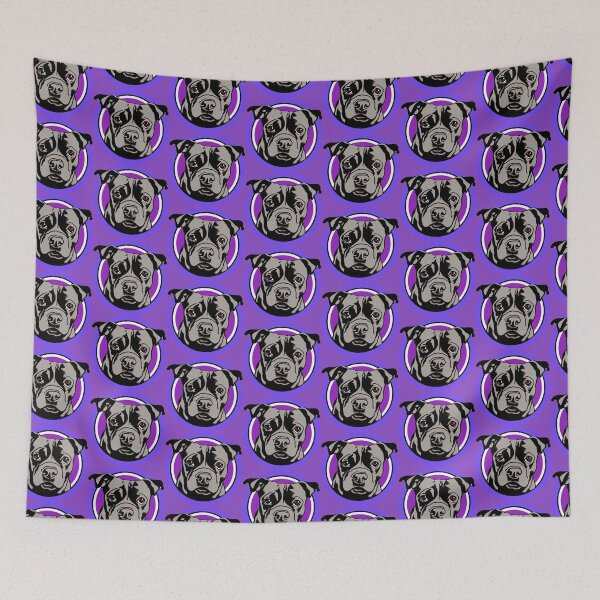 Item preview, Cute Blue Staffordshire Bull Terrier Puppy in a Purple circle designed and sold by Bloomin'  Arty Families.