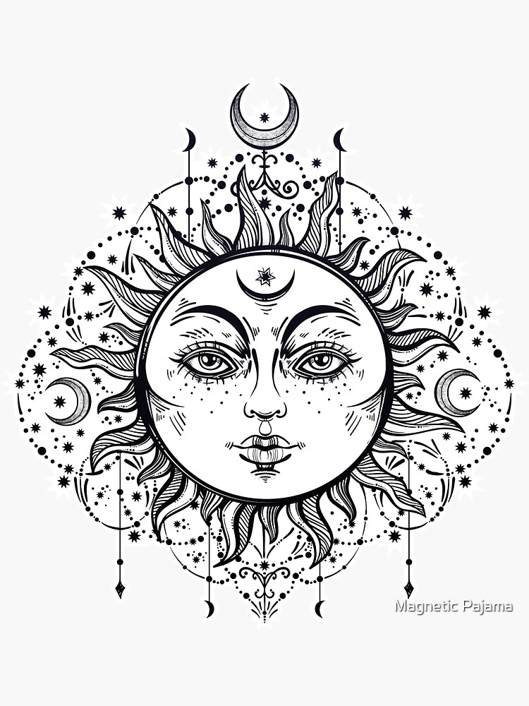 Vintage Sun with Stars and Moons by MagneticMama