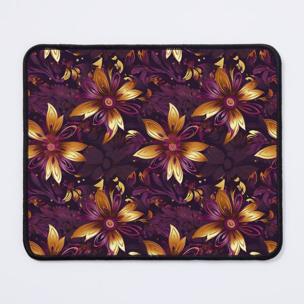 Item preview, golden violet floral bloom pattern designed and sold by AstraNovaStudio.