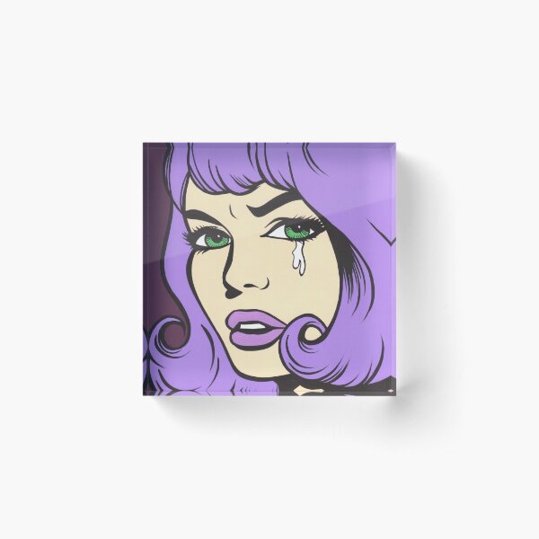 Purple Crying Comic Girl Acrylic Block