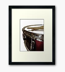 Red Snare Drum and Drum Sticks Drummer Drumming Design by DrumJunkie Framed Print