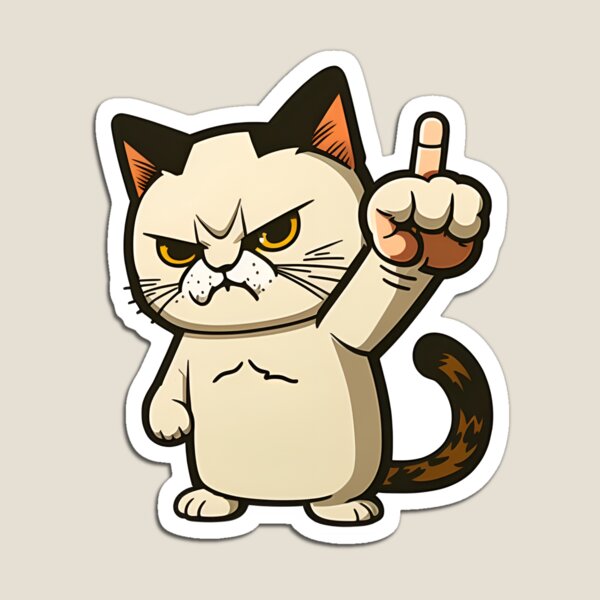 cute angry cat cartoon - Kawaii Cat - Magnet