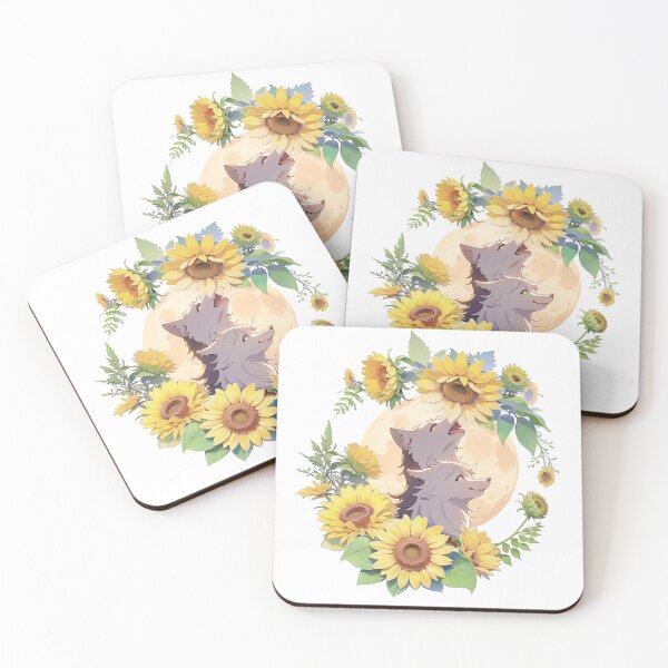 Item preview, Colorful wolf with flowers designed and sold by Lychee Design.