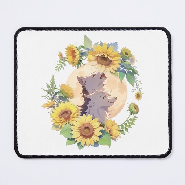Item preview, Colorful wolf with flowers designed and sold by Lychee Design.
