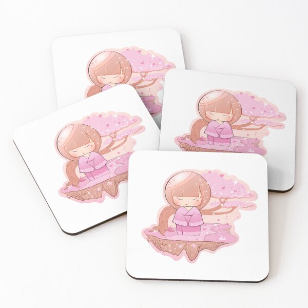 Item preview, Japanese Chibi Art Girl in Pink Kimono with Sakura Tree Background during Spring designed and sold by HotaruArt.