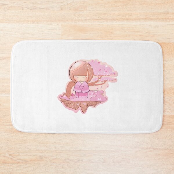 Item preview, Japanese Chibi Art Girl in Pink Kimono with Sakura Tree Background during Spring designed and sold by HotaruArt.