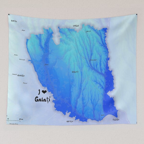 Item preview, Galați County Map, România designed and sold by maptheclouds.