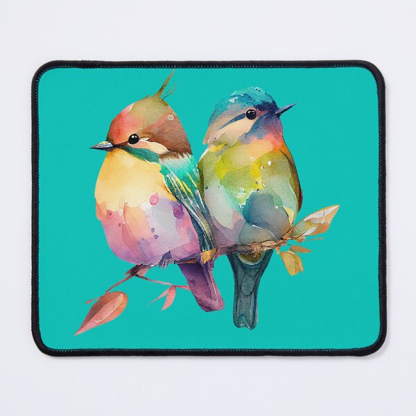 Item preview, Two little colorful birds watercolor artwork designed and sold by KOTOdesign.