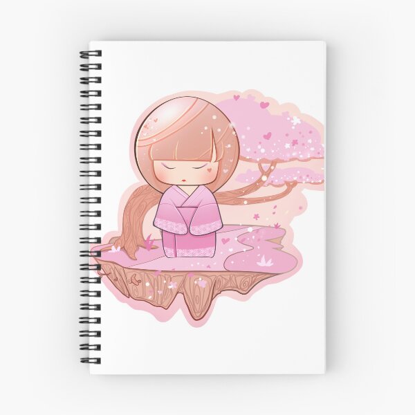 Item preview, Japanese Chibi Art Girl in Pink Kimono with Sakura Tree Background during Spring designed and sold by HotaruArt.