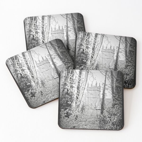 Item preview, Irish Medieval Church Tower in a Forest Black & White Photo designed and sold by AgathaZolastore.