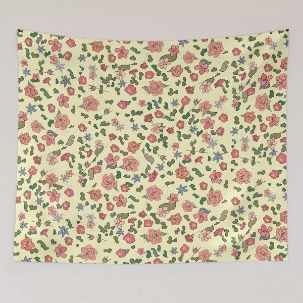 Item preview, Feminine Peach Roses on yellow designed and sold by HajnalkArt.