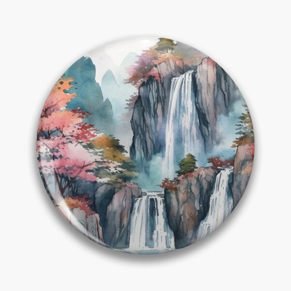 Item preview, Japanese Waterfall in Pastel Watercolors designed and sold by StudioTokyo.