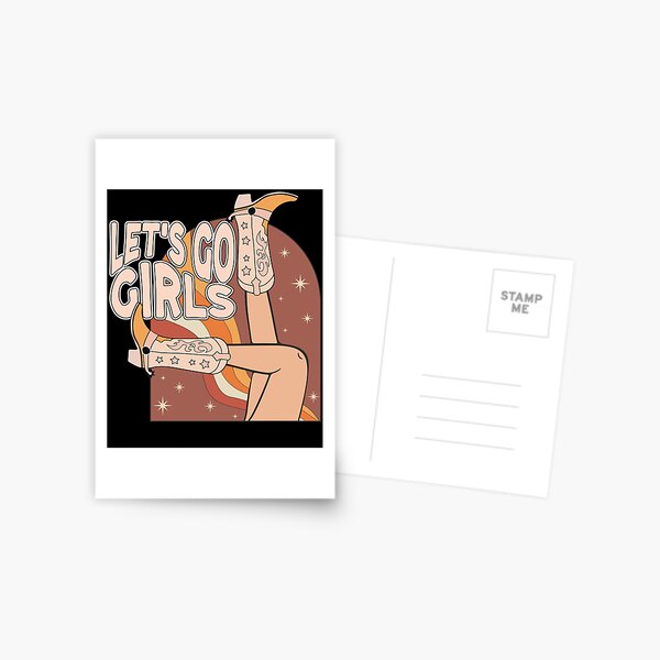 Let#39;S Go Girls Pink Cowboy Cowgirl Rodeo Hat Preppy Aesthetic  Bachelorette Party Howdy Yamp;Amp;#39;All White Background Sticker Vinyl  Waterproof