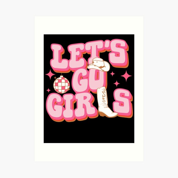 Let#39;S Go Girls Pink Cowboy Cowgirl Rodeo Hat Preppy Aesthetic  Bachelorette Party Howdy Yamp;Amp;#39;All White Background Sticker Vinyl  Waterproof