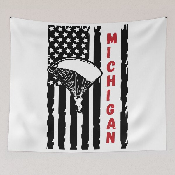 Item preview, Skydiving in Michigan MI - Vintage Paragliding Parachuting Logo designed and sold by Vintage-TM.