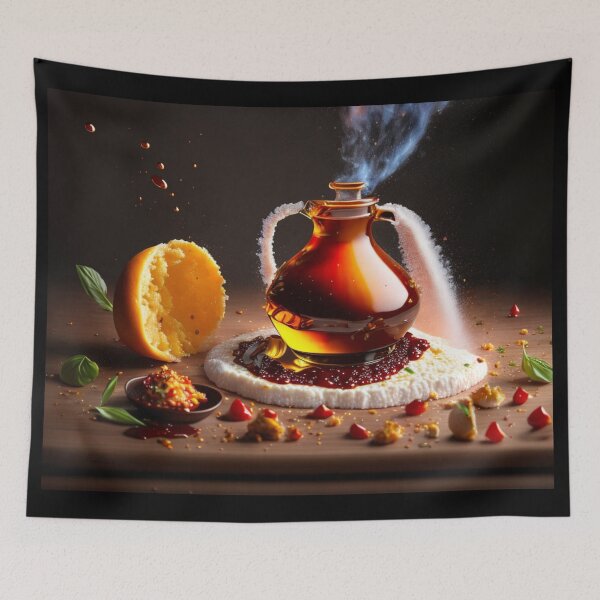Item preview, Weird 4K Highly Detailed Painting of Fruit and a Glass Decanter designed and sold by KALEIDOSCOPE UK.