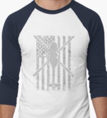 UH60 Blackhawk Vintage Flag Design Men's Baseball ¾ T-Shirt