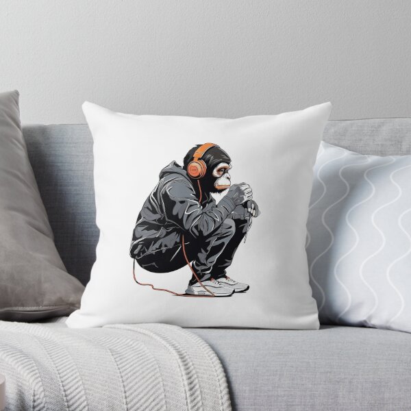 Custom Banksy Monkey Funny Throw Pillow By Mdk Art - Artistshot