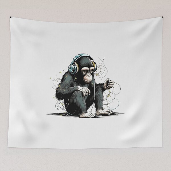 Item preview, Banksy DJ Monkey Thinker with Headphones designed and sold by hamishby.