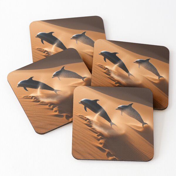 Item preview, two dolphins splashing across the sand dunes designed and sold by CanyonGarageArt.