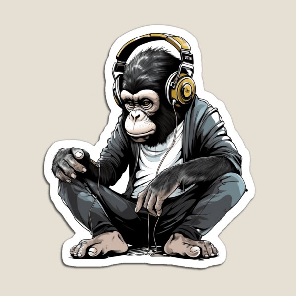 Banksy DJ Monkey Thinker with Headphones Magnet