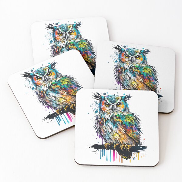 Aperçu de l'œuvre Hibou majestueux dans un style coloré et pop-art créée et vendue par Skynotik.