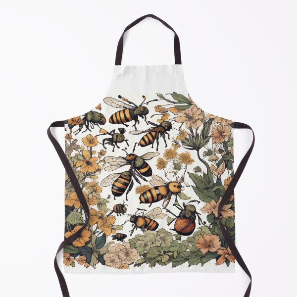 Item preview, Vintage bees pattern with flowers designed and sold by shadowartsss.