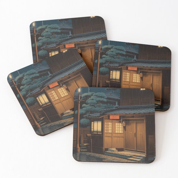 Item preview, Japanese Bath House Sento at Night in the Rain designed and sold by justinasv775.