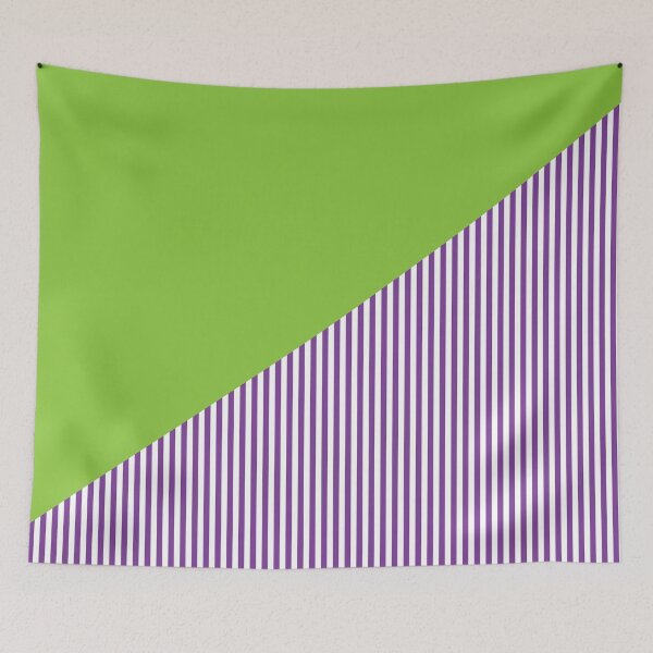 Aperçu de l'œuvre Triangle et rayures | Motifs mixtes | Violet et vert pomme créée et vendue par rsty11.